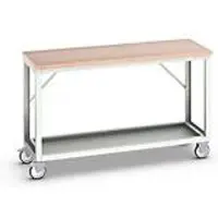Bott Mobile Werkbank verso, Multiplex-Platte, 1 Ablageboden, mit Querstrebenset, B 1500 x T 600 x H 930 mm, RAL 7035 Lichtgrau