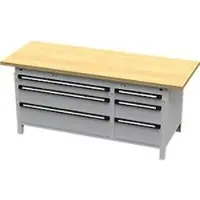 OttoKind Otto Kind Breitfachwerkbank Typ 425, Buche Multiplexplatte, überstehend, bis 1400 kg, B 2004 x T 750 x H 850 mm, Stahl, Zentralverschluss, weißaluminium/weißaluminium