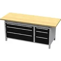 OttoKind Otto Kind Breitfachwerkbank Typ 425, Buche Multiplexplatte, überstehend, bis 1400 kg, B 2004 x T 750 x H 850 mm, Stahl, Zentralverschluss, weißaluminium/tiefschwarz