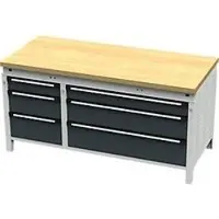 OttoKind Otto Kind Breitfachwerkbank Typ 420, bündig, Buche Multiplexplatte, bis 1400 kg, B 1697 x T 750 x H 850 mm, Stahl, Zentralverschluss, lichtgrau/anthrazitgrau
