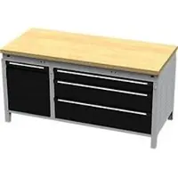 OttoKind Otto Kind Breitfachwerkbank Typ 440, Buche Multiplexplatte, bündig, bis 1400 kg, B 1697 x T 750 x H 850 mm, Stahl, Zentralverschluss, weißaluminium/tiefschwarz