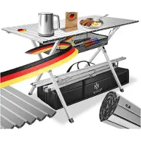 Kesser Campingtisch faltbar Klapptisch mit Aluminiumrahmen Aufrollbare Tischplatte Falttisch klappbar 145x70x70cm bis 100kg inkl. Tragetasche mit Trageband & Netztasche