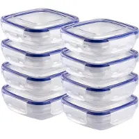 OEM Kunststoff Lebensmittelbehälter Set, 8x quadratische Container, stapelbar, mikrowellengeeignet