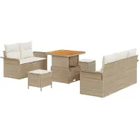 vidaXL Garten-Sofa-Set 8 stk. 7-Sitzanzahl Beige und Creme