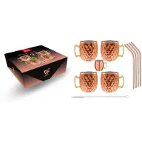 Fuchs Gastro Moskauer Maultier Diamant-set Mit Strohhalm 450 Ml Kupfer
