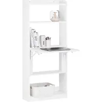 SoBuy Schreibtisch Weiß Klappbar Klein mit Regal Platzsparender Computertisch, Gaming Tisch für Home Office Flexibler Küchentisch & Nähtisch FWT92-H-W