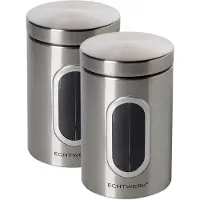 OEM Metallische Opbergsätze, Set aus 2, gebürstet, für Mehl/Süßigkeiten/Vorräte, Metallbehälter mit luftdichtem Deckel und großem Beobachtungsfenster