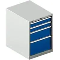 Schäfer Shop Schubladenschrank 27-36, 4 Schübe, bis 75 kg, B 564 x T 725 x H 800 mm, enzianblau/lichtgrau
