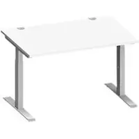 Schäfer Shop Schreibtisch MODENA FLEX, Rechteck, T-Fuß Rechteckrohr, B 1600 x T 800 x H 650-850 mm, lichtgrau/weißalu