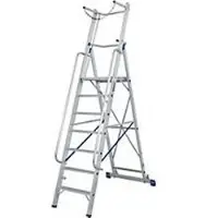 Krause Alu-Stufen-Stehleiter, mit großer Standplattform, mit Sicherheitsbügel und Kette, 4 Stufen