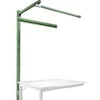 Manuflex Aufbauportal m. Ausleger, Ansatztisch STANDARD Arbeitstisch/Werkbank UNIVERSAL/PROFI, 1250 mm, resedagrün
