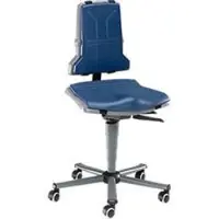 BIMOS Arbeitsstuhl SINTEC, Synchronmechanik mit Gewichtsregulierung, Orthositz, ohne Armlehnen & Polsterung, mit Rollen