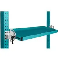 Manuflex Neigbare Ablagekonsole, für Reihe Universal oder Profi, Nutztiefe 195 mm, für Tischbreite 2500 mm, wasserblau