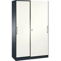 C+P Schiebetürenschrank ASISTO C 3000, 5 Ordnerhöhen, abschließbar, Breite 1200 mm, anthrazit/weiß