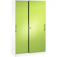 C+P Schiebetürenschrank ASISTO C 3000, 5 Ordnerhöhen, abschließbar, Breite 1200 mm, weiß/virdingrün