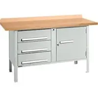 Schäfer Shop Kastenwerkbank PWi 150-4, Buche Multiplexplatte, bis 750 kg, B 1500 x T 700 x H 840 mm, Lichtgrau