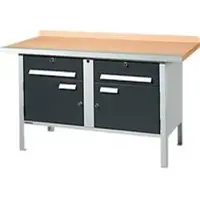 Schäfer Shop Kastenwerkbank PWi 150-0, Buche Multiplexplatte, mit Stahlkante, bis 750 kg, B 1500 x T 700 x H 840 mm, Anthrazit