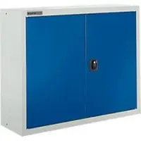 Schäfer Shop Aufsatzschrank MS 8408i, B 800 x T 400 x H 800 mm, 1 Boden, Stahl, lichtgrau RAL 7035/enzianblau RAL 5010