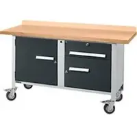 Schäfer Shop Mobile Werkbank PWi 150-3, Buche-Dekor Multiplexplatte, bis 400 kg, B 1500 x T 700 x H 840 mm