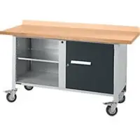 Schäfer Shop Mobile Werkbank PWi 150-1, Buche-Dekor Multiplexplatte, bis 400 kg, B 1500 x T 700 x H 840 mm