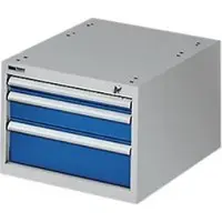 Schäfer Shop Schubladenunterbau für modulare Werkbank, Typ 1, 3 Schübe, enzianblau RAL 5010/weißaluminium RAL 9006
