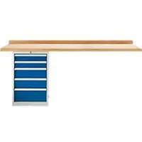 Schäfer Shop Modulare Werkbank , Anbaueinheit, Buche Multiplexplatte, bis 500 kg, B 2000 x T 700 x H 840 mm, Enzianblau ral 5010
