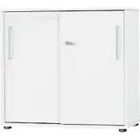 Schäfer Shop Schiebetürenschrank SET UP, abschließbar, 2 Ordnerhöhen, B 800 x T 420 x H 788 mm, weiß/weiß
