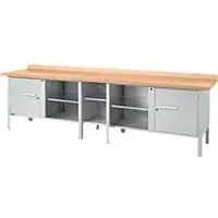 Schäfer Shop Kastenwerkbank PWi 300-1, Buche Multiplexplatte, bis 750 kg, B 3000 x T 700 x H 840 mm, Weißaluminium