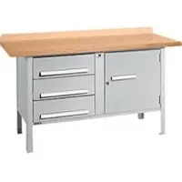 Schäfer Shop Kastenwerkbank PWi 150-4, Buche Multiplexplatte, bis 750 kg, B 1500 x T 700 x H 840 mm, Weißaluminium
