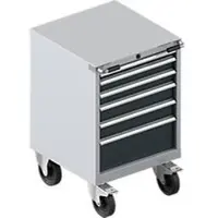 Schäfer Shop Schubladenschrank mit Rollen WSK 27-27, 6 Schübe, bis 75 kg, B 564 x T 572 x H 870 mm, weißaluminium/anthrazitgrau