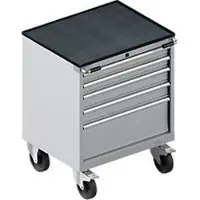 Schäfer Shop Schubladenschrank mit Rollen WSK 18-27, 4 Schübe, bis 200 kg, B 411 x T 572 x H 770 mm, weißaluminium/weißaluminium