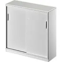 Schäfer Shop Schiebetürenschrank TETRIS SOLID, 3 OH, B 1200 x H 1170 mm, Mitteltrennwand, 19 mm Abdeckplatte, lichtgrau/weißalu