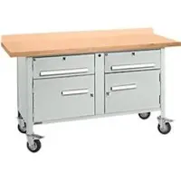 Schäfer Shop Mobile Werkbank PWi 150-0, Buche Multiplexplatte, bis 400 kg, B 1500 x T 700 x H 840 mm