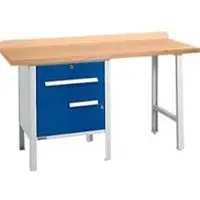 Schäfer Shop Kombiwerkbank PWi 150-2, Buche Multiplexplatte, bis 750 kg, B 1500 x T 700 x H 840 mm, Enzianblau