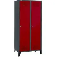 Schäfer Shop Kleiderspind mit Füßen, 2 Abteile, 400 mm Abteilbreite, Zylinderschloss, anthrazit/rubinrot