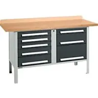 Schäfer Shop Kastenwerkbank PWi 150-8, Buche Multiplexplatte, bis 750 kg, B 1500 x T 700 x H 840 mm, Anthrazit