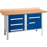 Schäfer Shop Kastenwerkbank PWi 150-5, Buche Multiplexplatte, bis 750 kg, B 1500 x T 700 x H 840 mm, Enzianblau