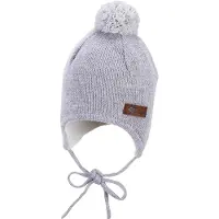 Sterntaler Strickmütze Bommel Silber Melange Gr. 49
