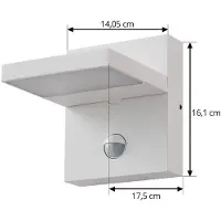 LUCANDE LED-Außenwandlampe Silvan, weiß, Sensor, IP54, 16cm