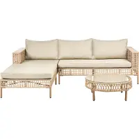 Beliani Lounge Set Beige Polyrattan Rechtsseitig mit Sessel Tisch Auflagen 4-Sitzer Wasserabweisend Modernes Design Outdoor Gartenmöbel Loungemöbel