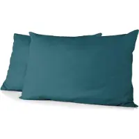 HOME LINGE PASSION 2er-Set Kissenbezüge - - HP72087 - Mikrofaser 82 g - 50 x 70 cm - Entenblau