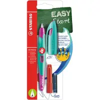 Stabilo Ergonomischer Schulfüller für Rechtshänder mit Anfänger-Feder A - EASYbirdy in türkis/neonpi