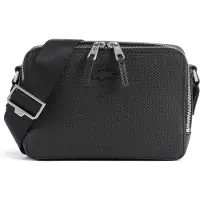Lacoste Leder Umhängetasche Chantaco Reporter Bag Noir schwarz