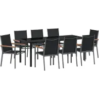 vidaXL 9-teilige Gartentischset aus schwarzem Textilene und Stahl, Gartenstühle DesignMöbel Neu