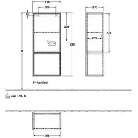 Villeroy & Boch Villeroy und Boch Finion Seitenschrank G550GFHB 41,8cm, rechts, Emotion, Regal unten Glossy White, Peony Matt