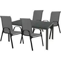 Mojawo Gartengarnitur Sitzgarnitur 5-teilig 160x90cm Anthrazit/Schwarz