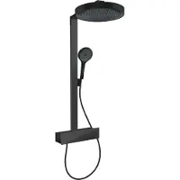 Hansgrohe Rainfinity Showerpipe 360 1jet mit ShowerTablet 350, Brauseset mit Thermostat, Durchmesser 36 cm, Mattschwarz