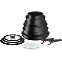 Tefal Ingenio Unlimited L76390, Frittierset, Schwarz, Aluminium, Schwarz, Thermo-Punkt, Keramik, Gas, Halogen, Induktion