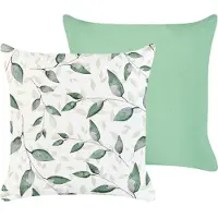 Beliani Gartenkissen 2er Set Grün Polyester Pflanzenmotiv Quadratisch 45x45 cm Wasserabweisend Dekokissen mit Füllung für Garten Terrasse Balkon