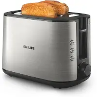 Philips Viva Collection Toaster, 2 Toastschlitze, Brötchenaufsatz, 8 Stufen, Auftaufunktion, Metall (HD2650/90)